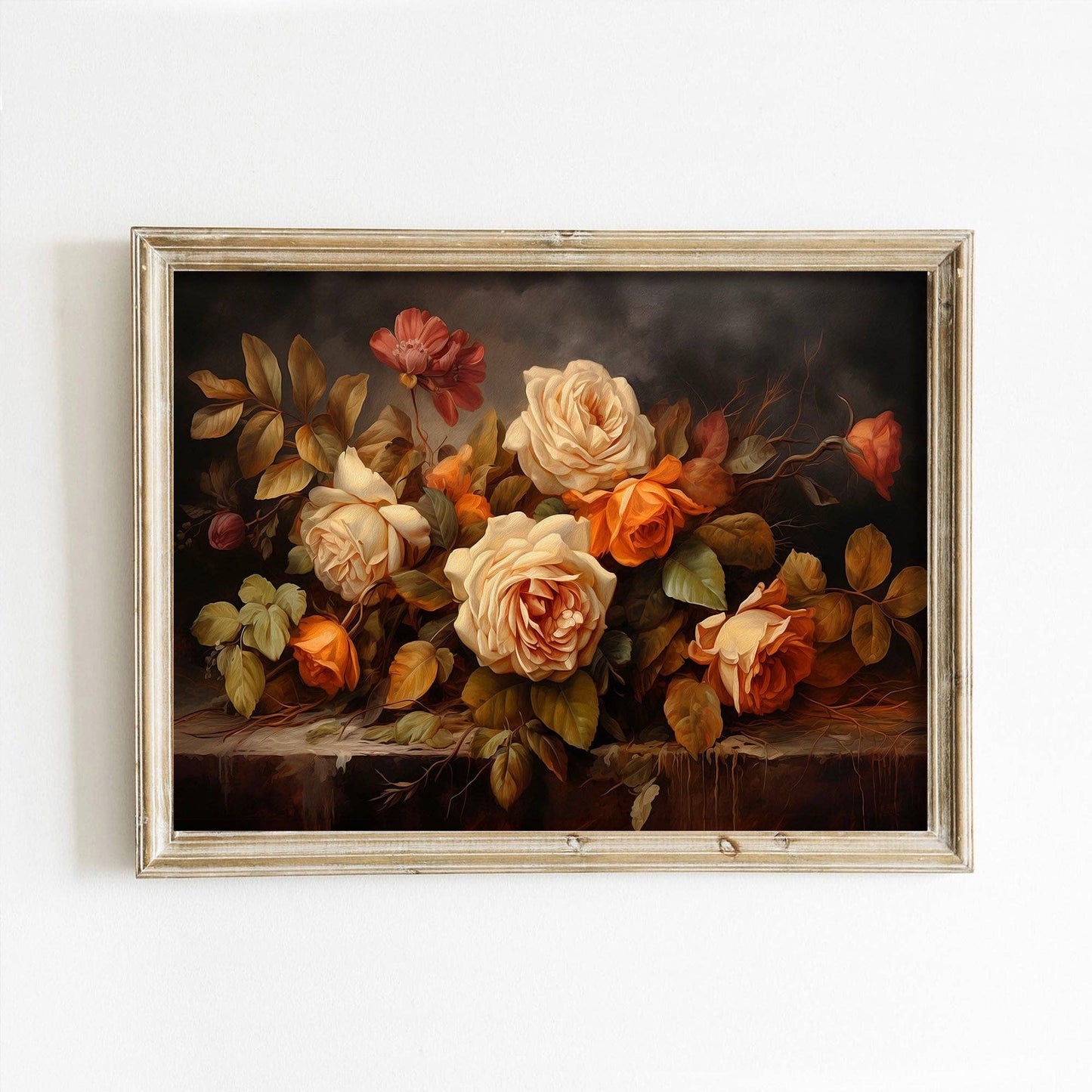 Orange Roses Still Life Autumn Art Print: 5x7