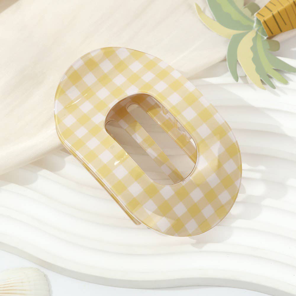 Gingham Oval Hair Claw