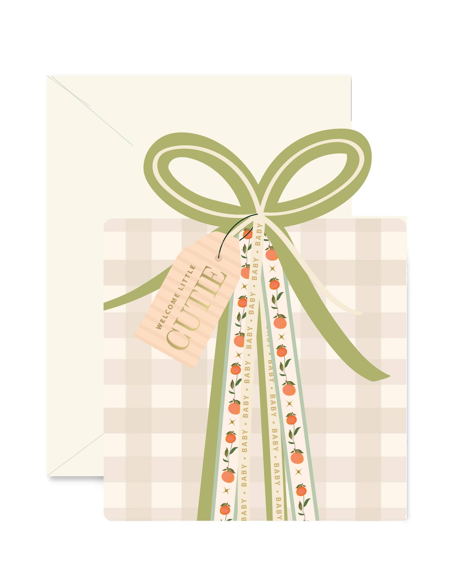 Cutie Gingham Baby Gift Die-Cut Greeting Card