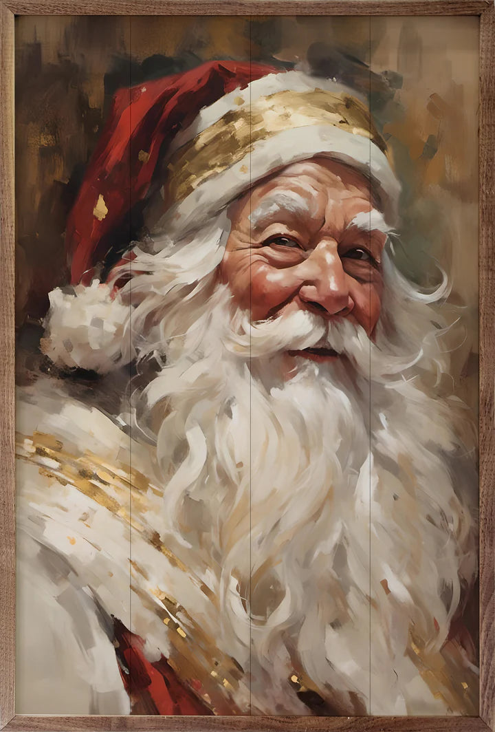 Santa In Red With Gold Sign