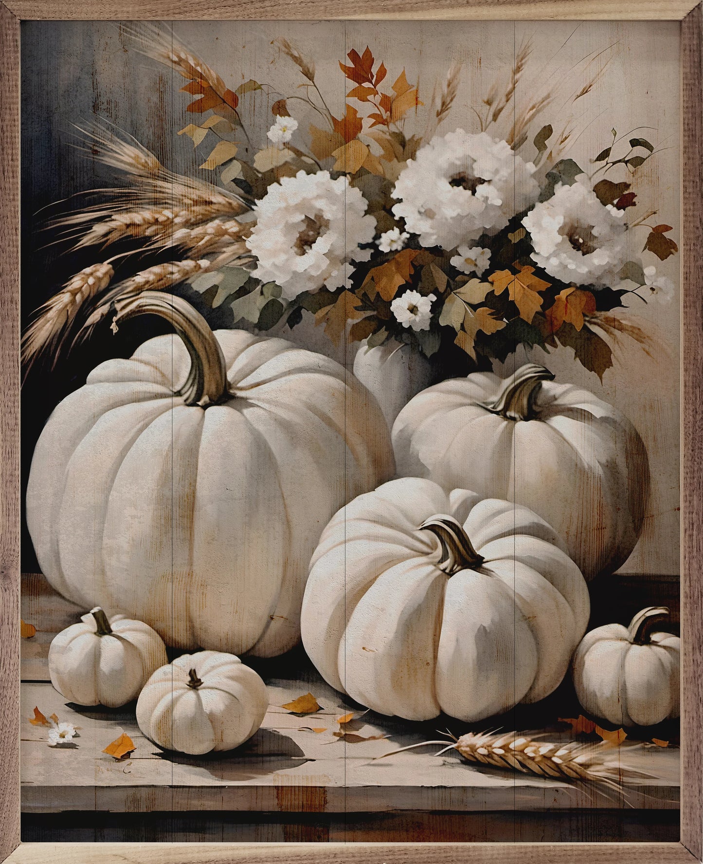 White Pumpkins On Table Sign