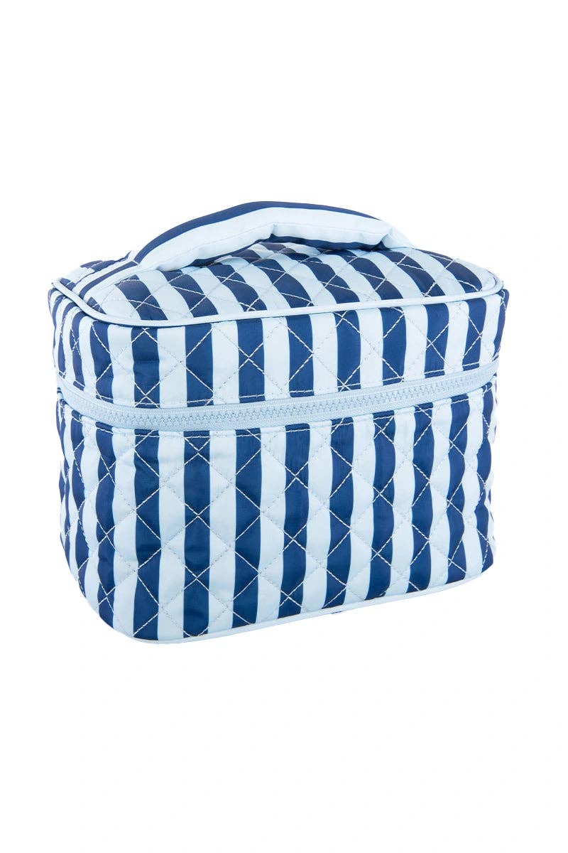Blue Striped Makeup Bag