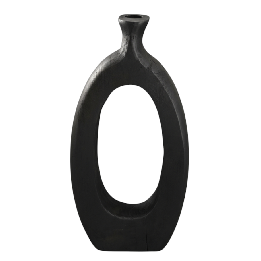 Black Wood Oval Vase