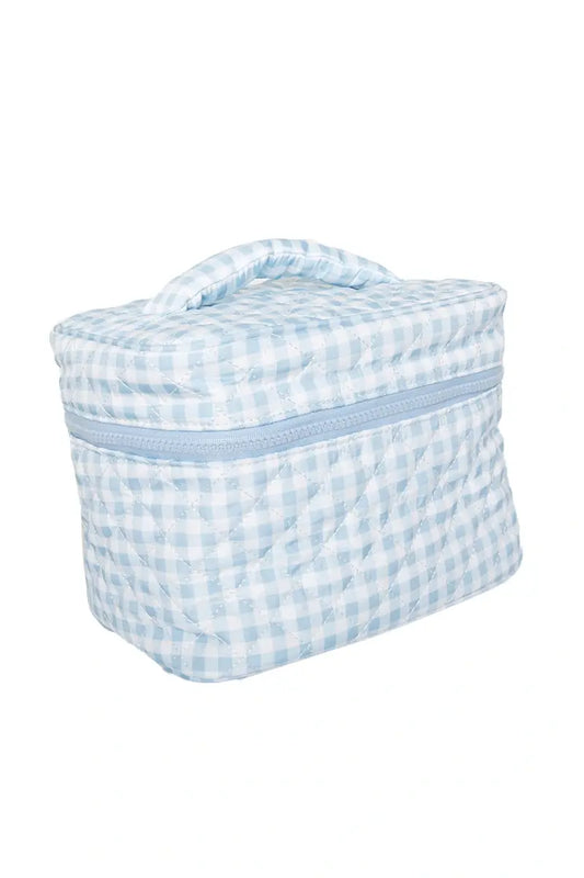 Light Blue Plaid Makeup Bag