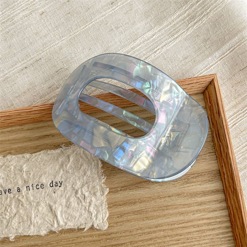 Iridescent Oval Flat Hair Clip