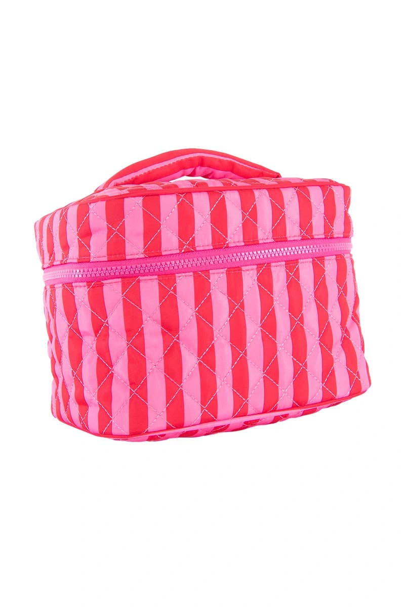 Pink Striped Makeup Bag