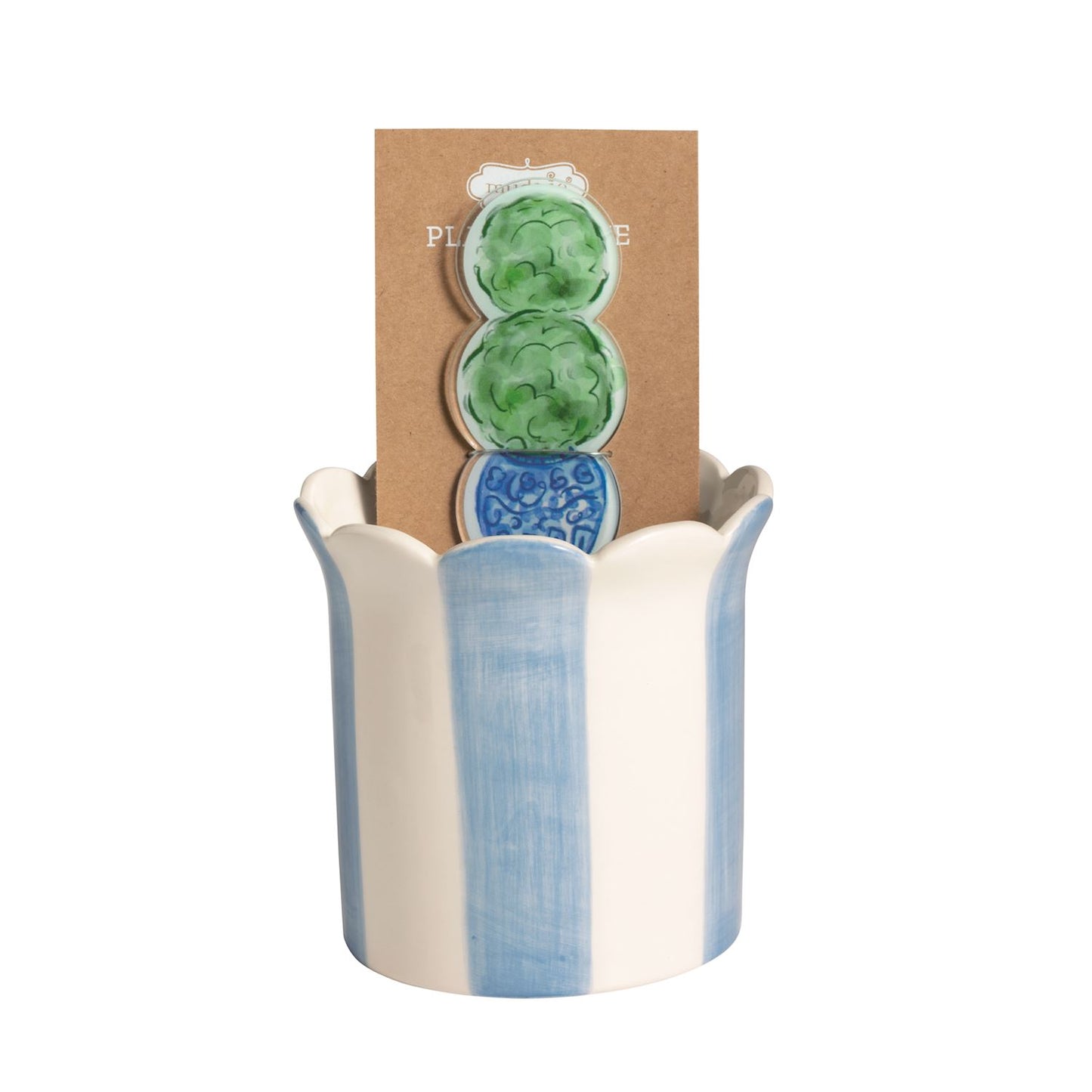 Striped Topiary Pot