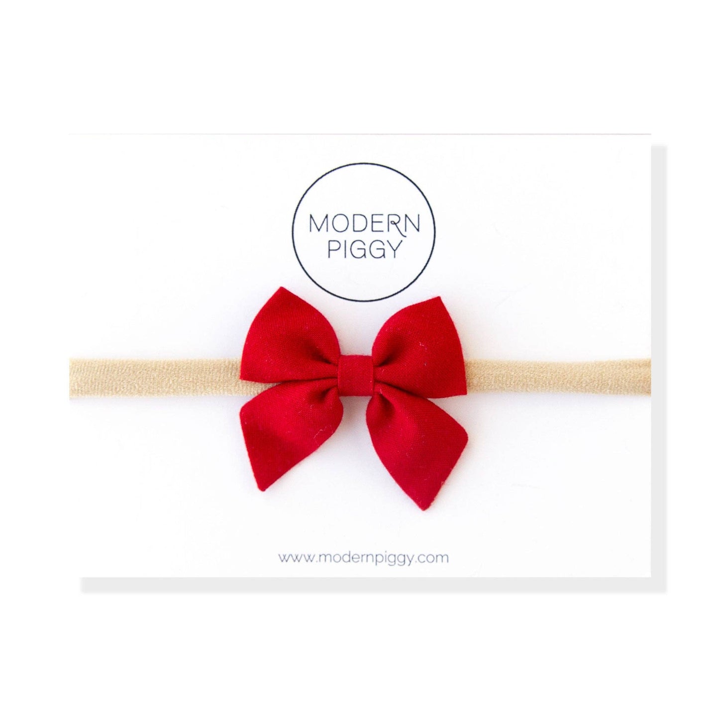 Red | Mini Piggy Bow Nylon Headband