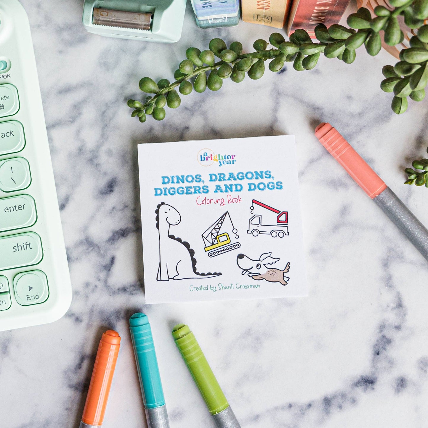 Dinos Dragons Diggers and Dogs Coloring Book