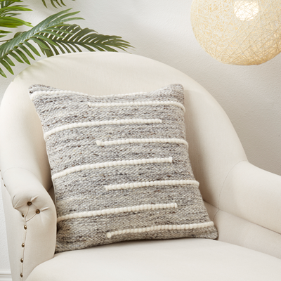 Grey Stripe Wool 20x20 Pillow