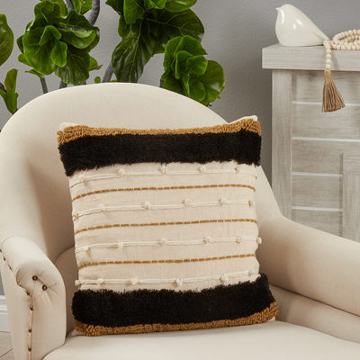 Embroidered Stripe 20" X 20" Throw Pillow