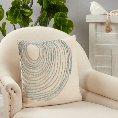 Swirl Embroidered 20x20 Pillow