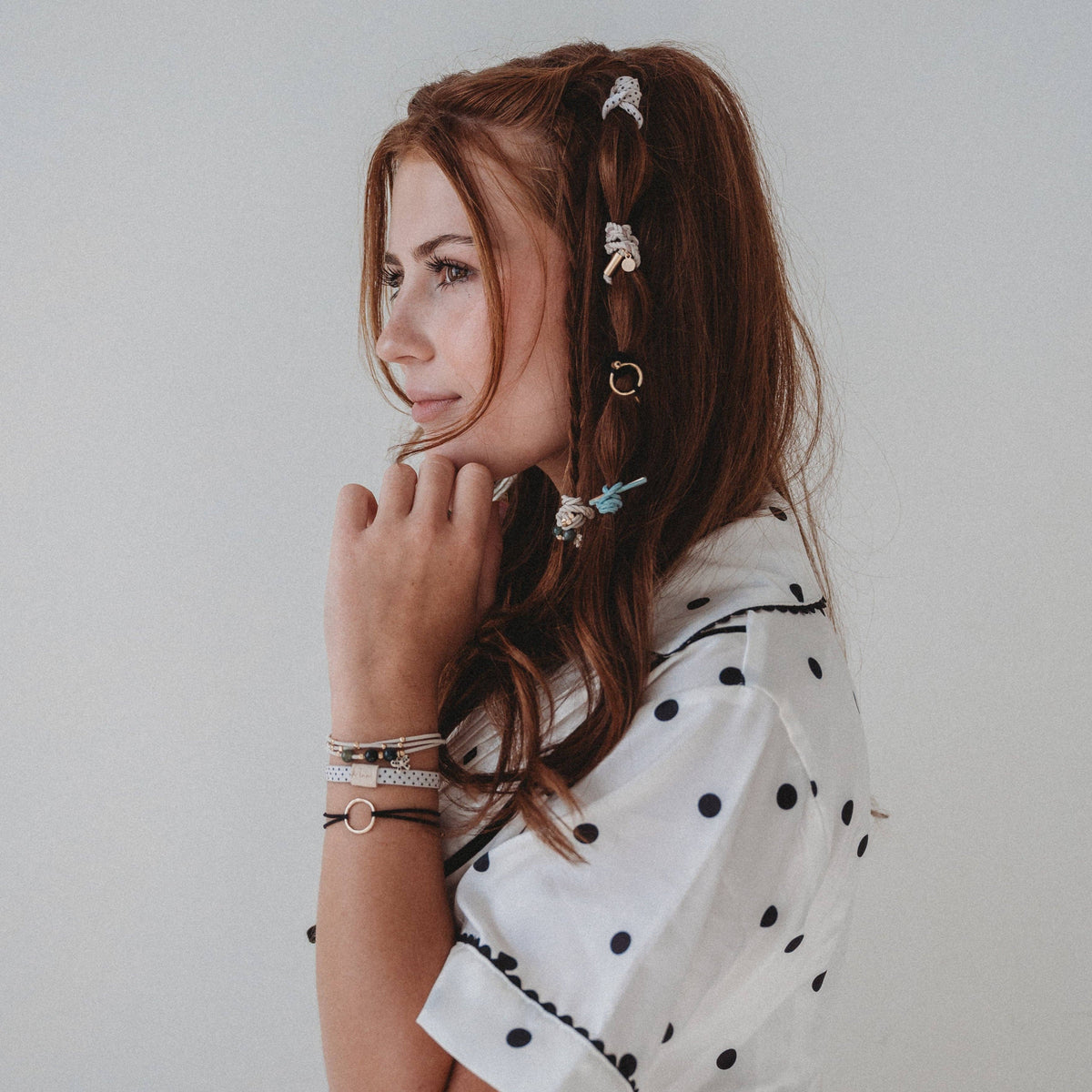 Flirt Cream & Black Hair Tie Bracelets