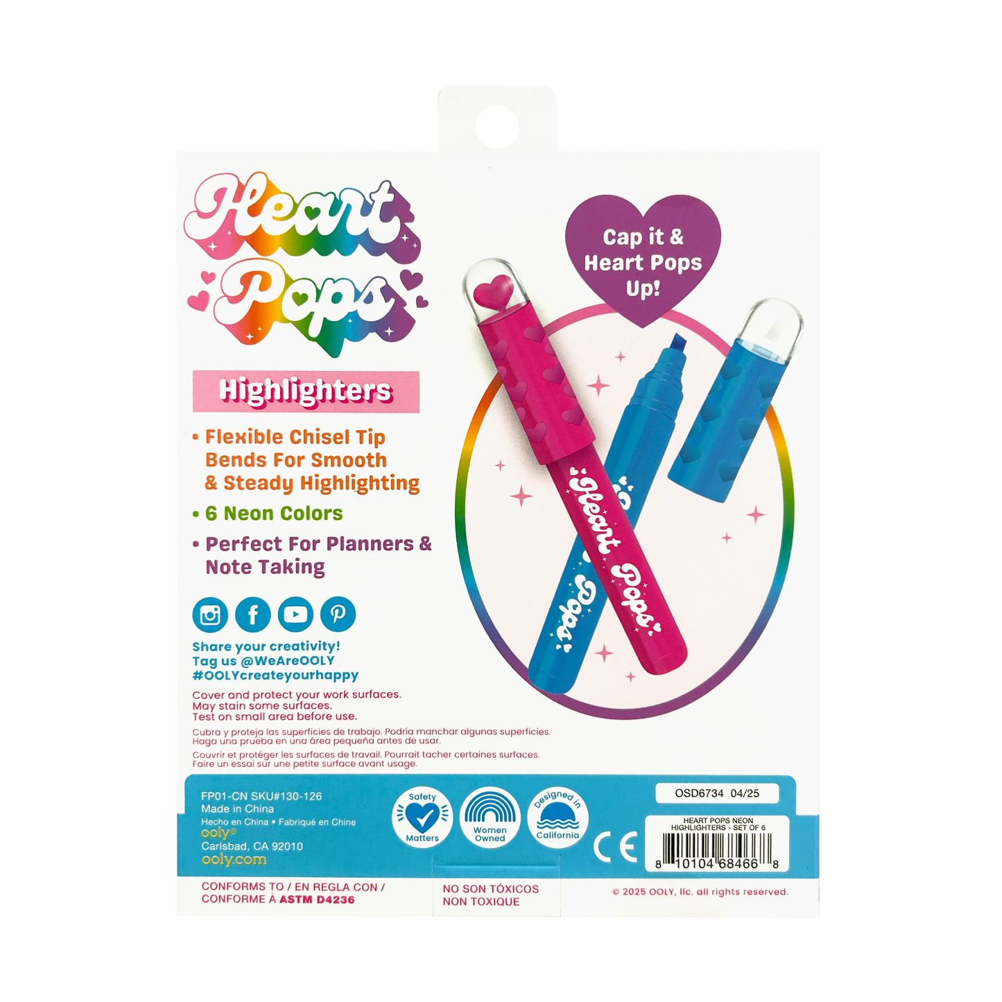 Heart Pops Neon Highlighters