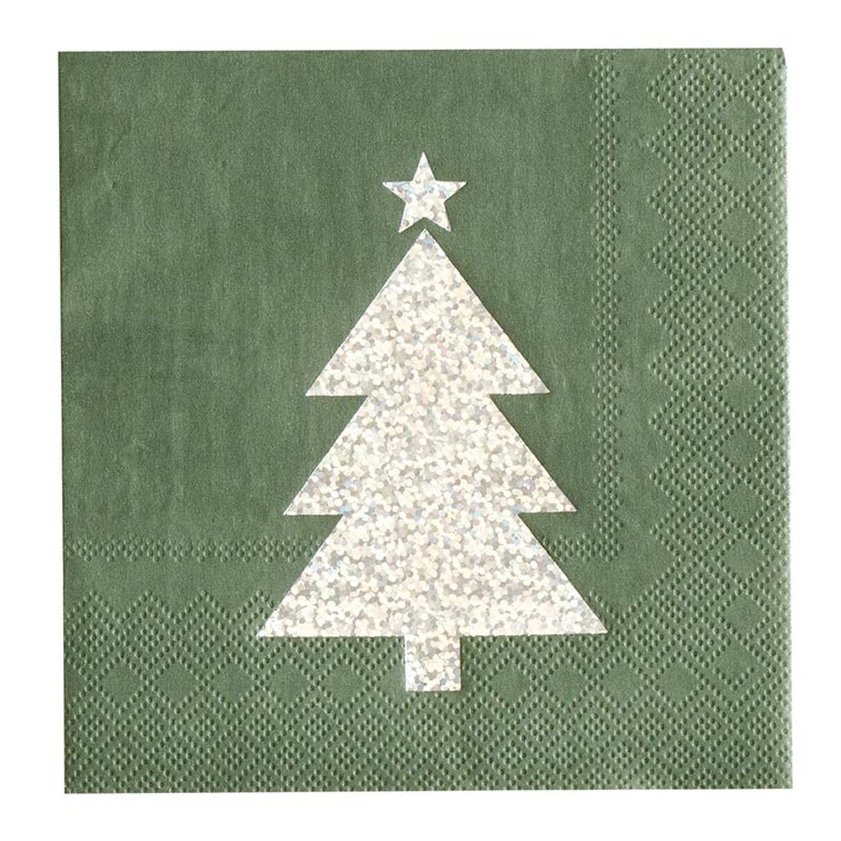 Silver Glitter Tree Cocktail Napkin
