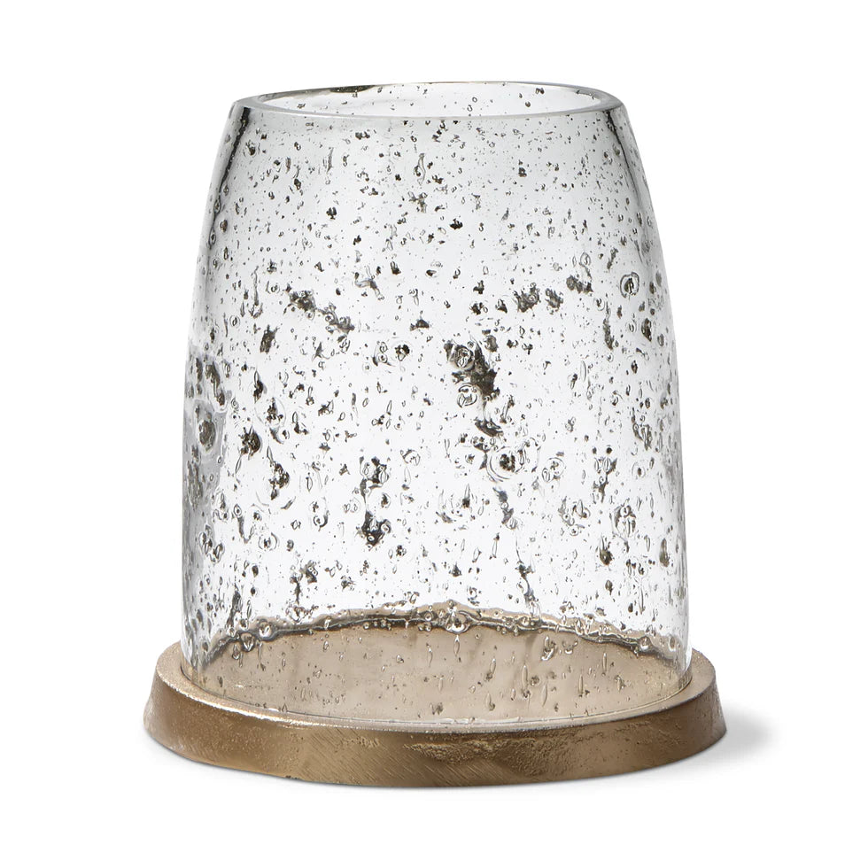 Pebble Glass & Metal Hurricane