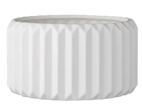 Large White Stoneware Fluted Planter
