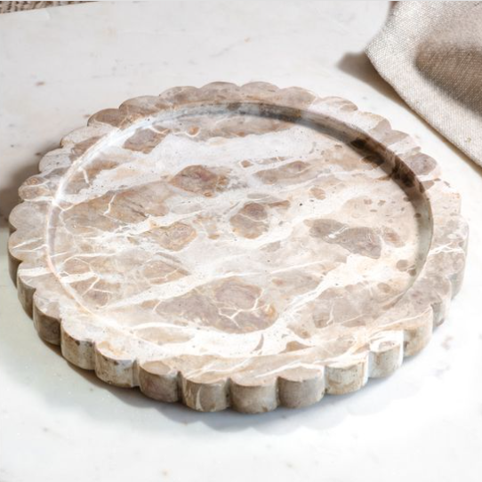 Beige Marble Scallop Edge Tray