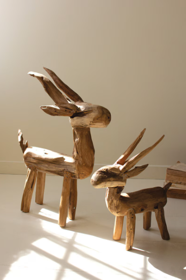 Rustic Teak Reindeer