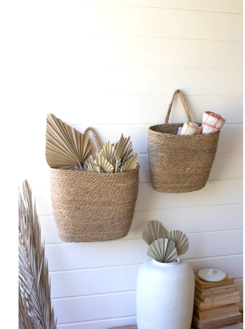 Tall Oval Woven Seagrass Wall Baskets