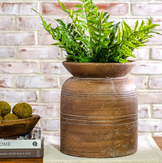 Brown Terra Cotta Line Vase