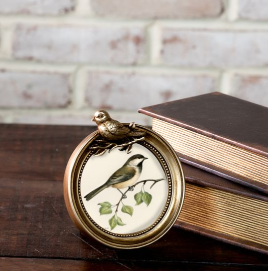 Round Antique Gold Bird Frame