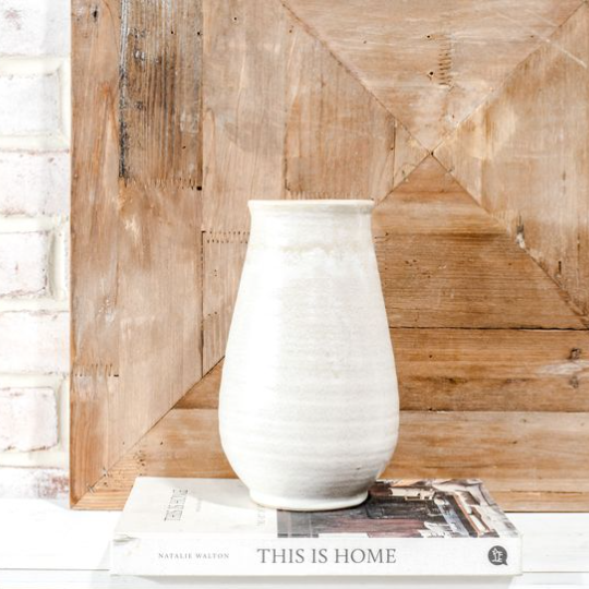 Beige White Deco Vase