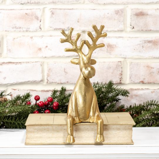 Gold Sitting Reindeer