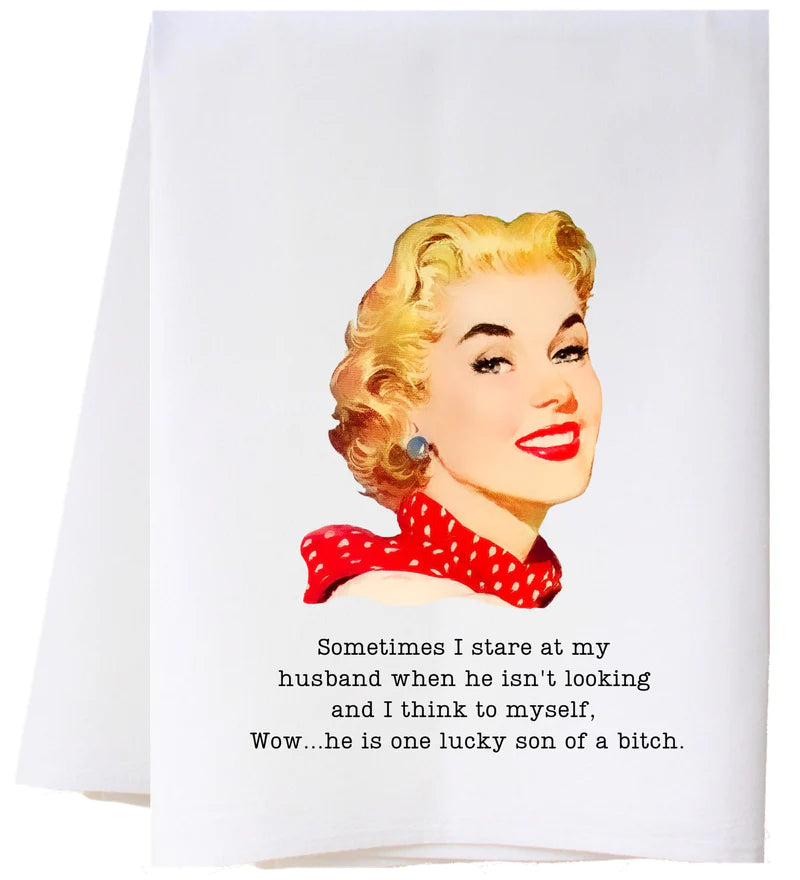 Stare At My Husband Flour Sack Towel