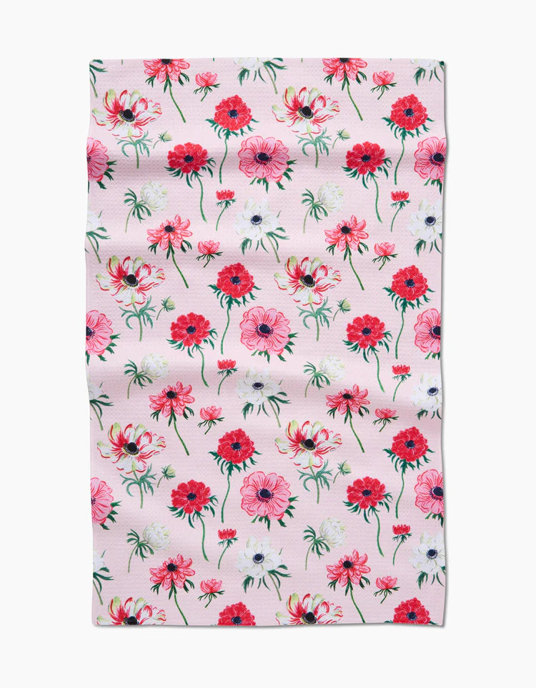 Anemone Garden Flowers Kitchen Tea Towel