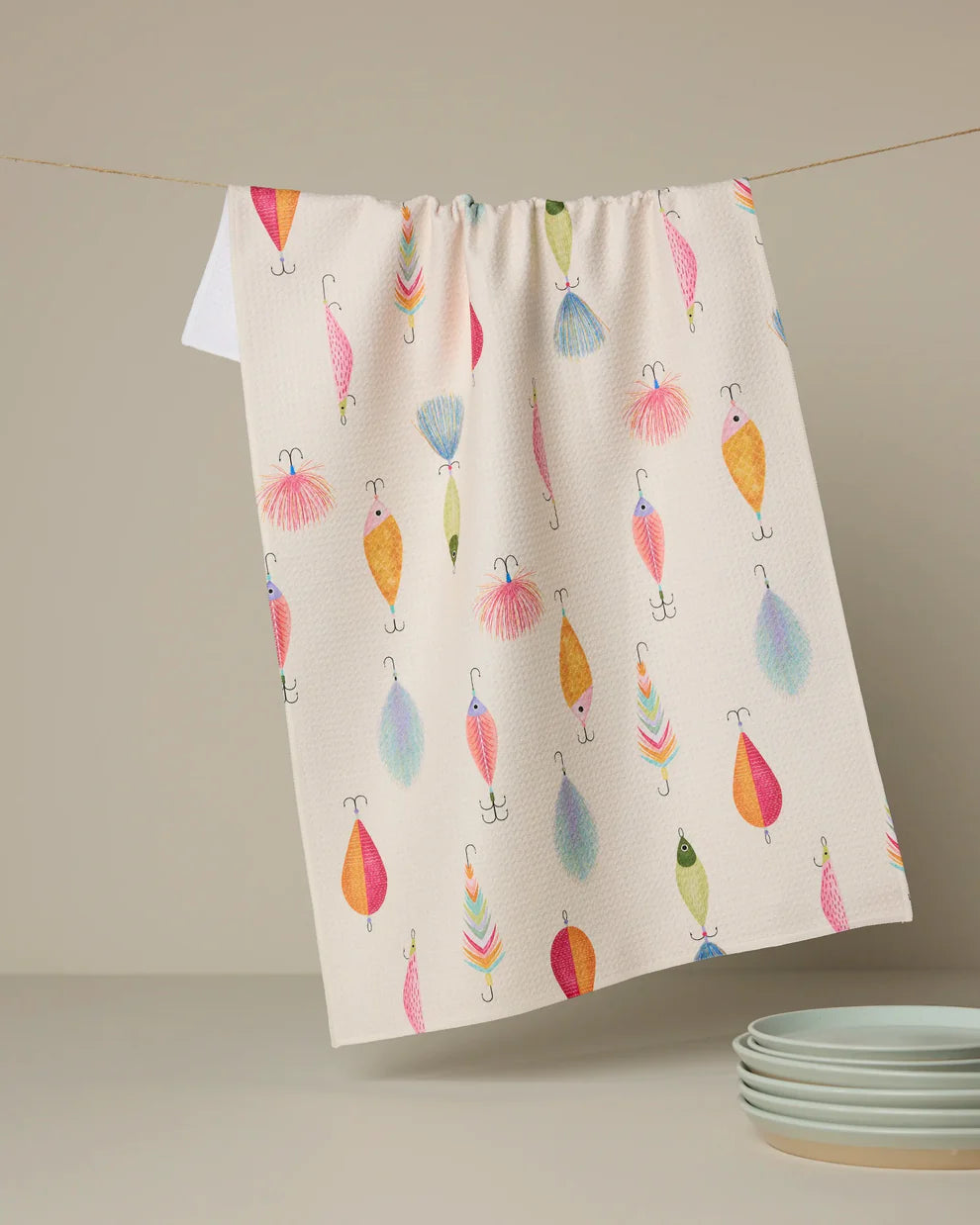 Fishing Lures Kitchen Tea Towel