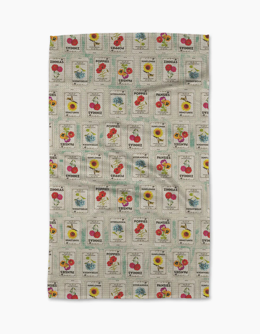 Flower Seed Packs Kitchen Tea Towel