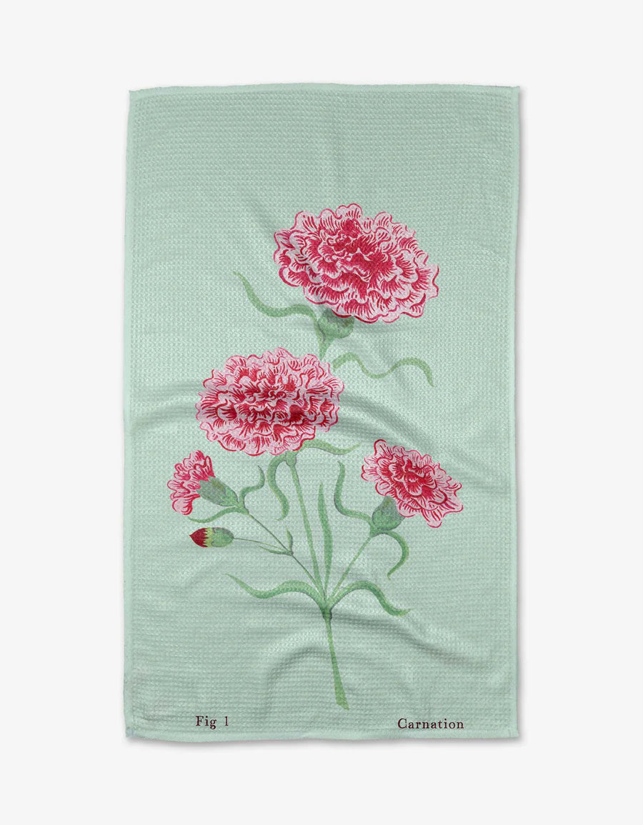 January Carnation Kitchen Tea Towel