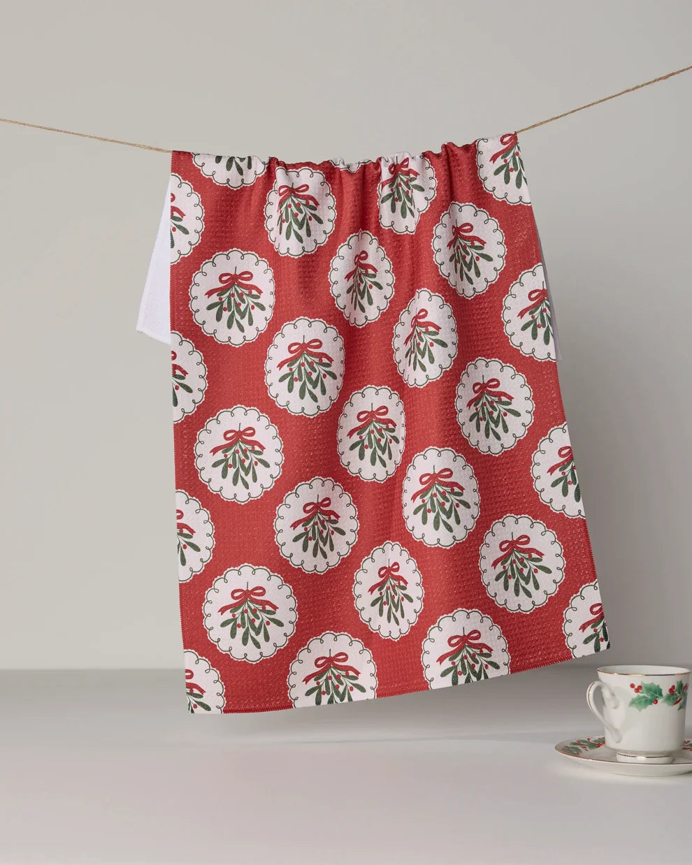 Merry Mistletoe Kitchen Tea Towel
