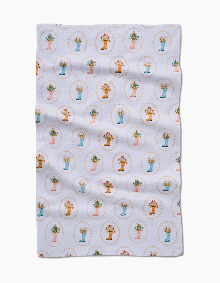 Rainboots in Bloom Kitchen Tea Towel