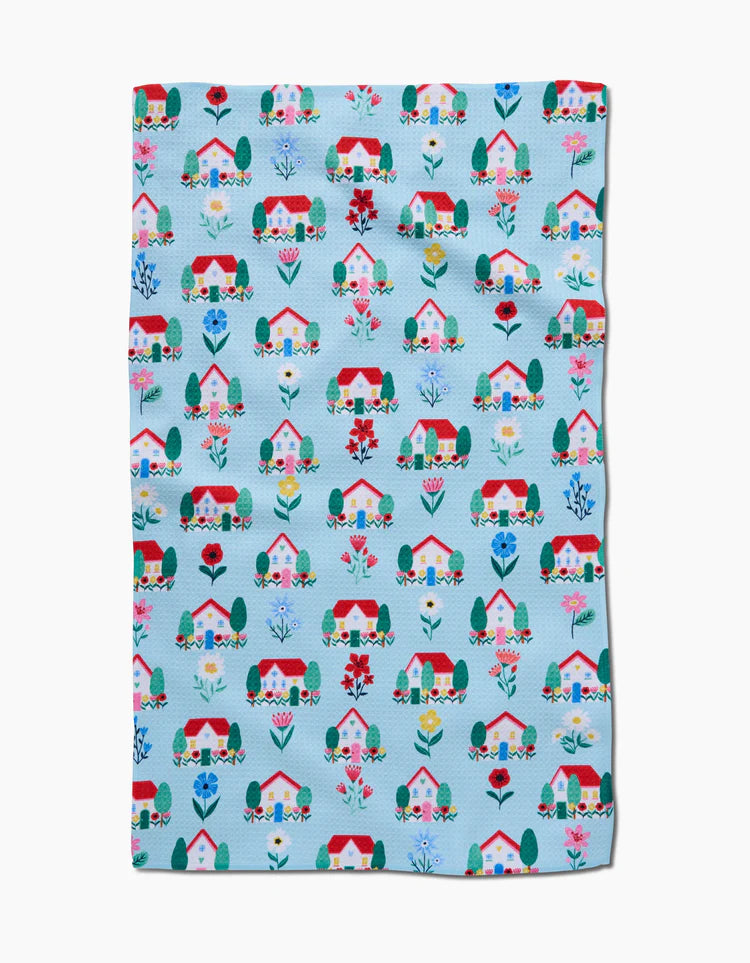 Spring Houses Kitchen Tea Towel