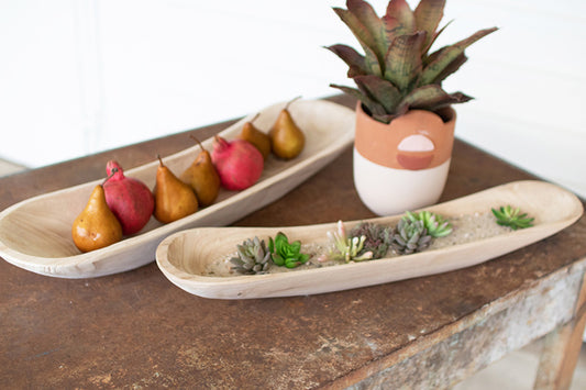Hand Carved Oval Wooden Bowls