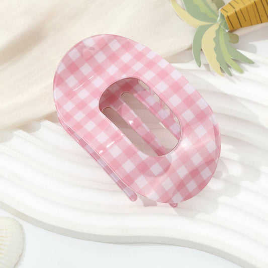 Gingham Oval Hair Claw