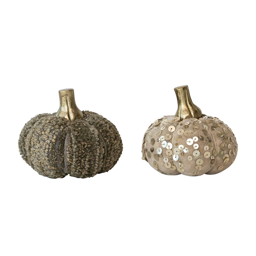 Handmade Cotton Velvet, Sequin/Bouclé Pumpkin