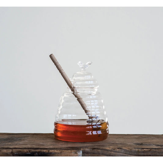 Glass Honey Jar w/Lid & Dipper