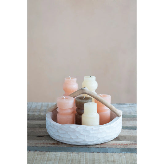 Hand-Carved Mango Wood Bowl with Branch Handle