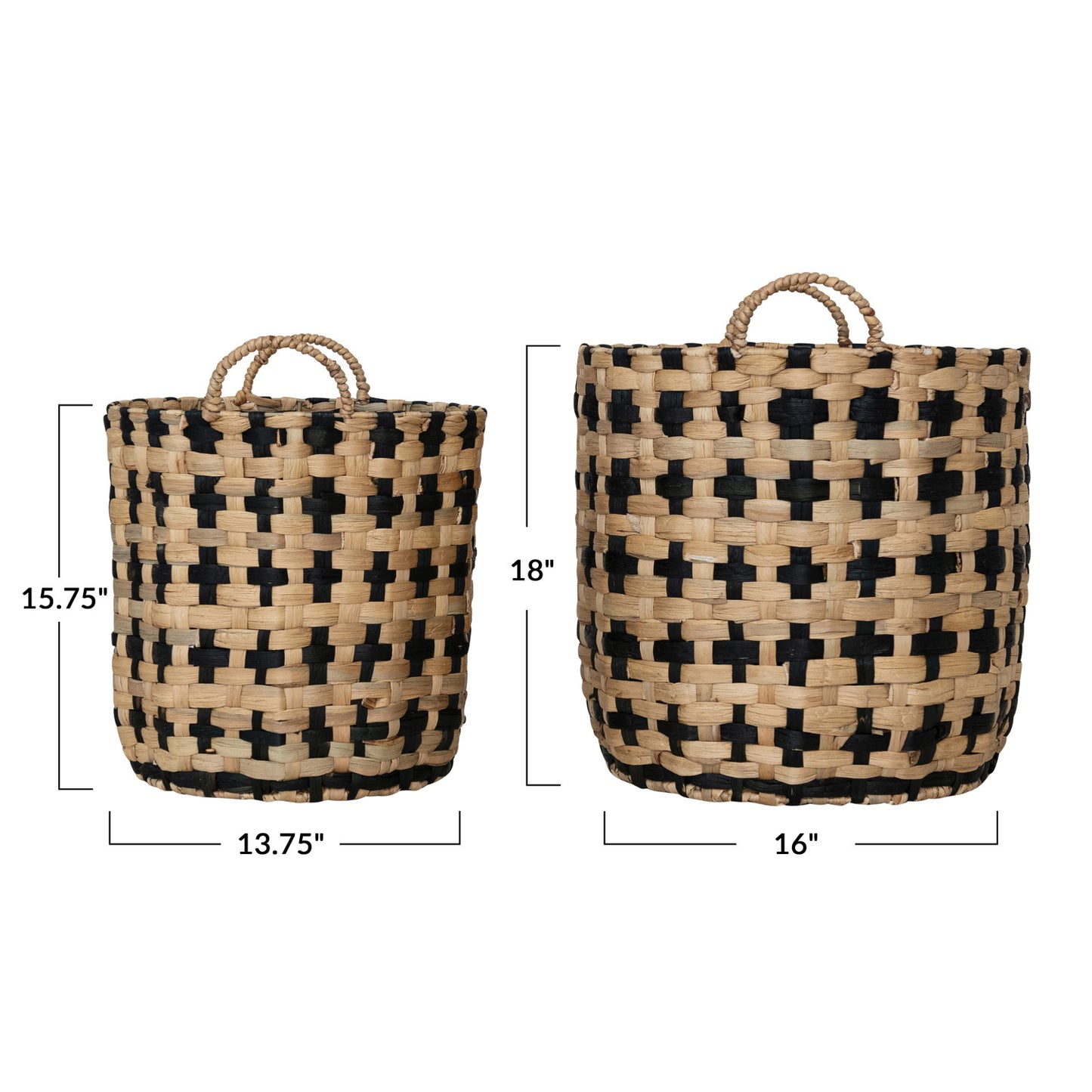 Woven Water Hyacinth Baskets w/ Handles