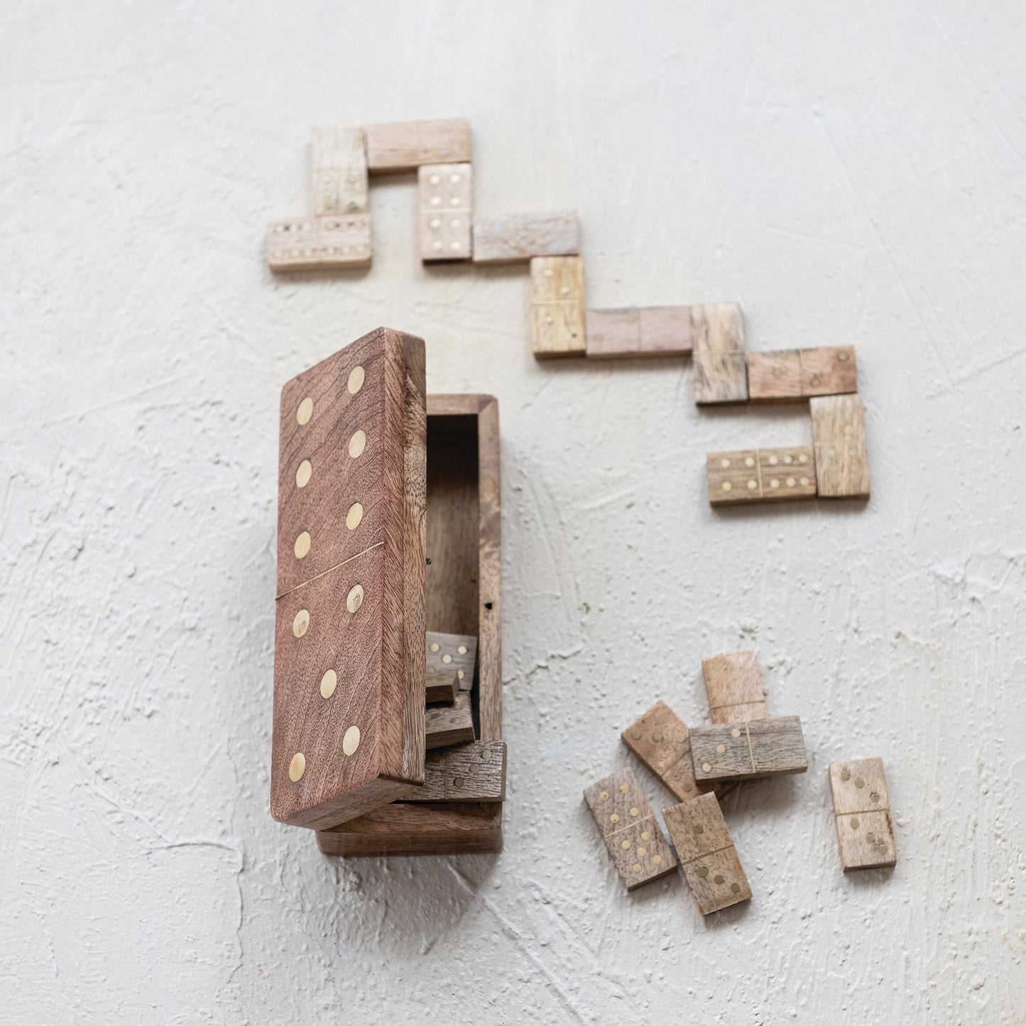 Handmade Mango Wood & Inlaid Brass Dominoes