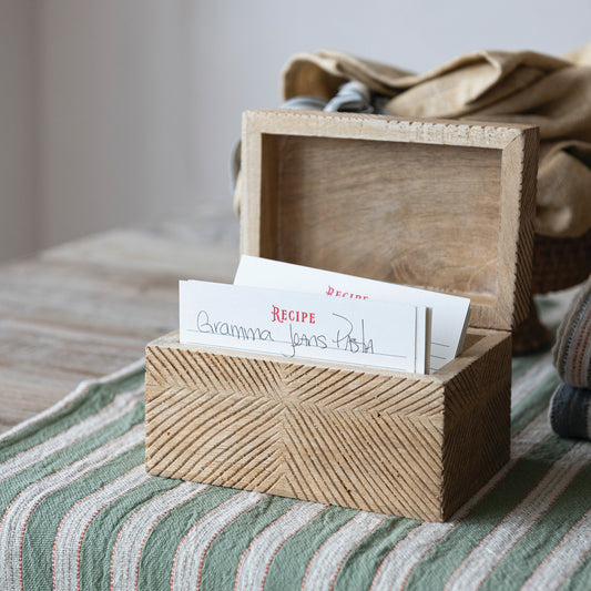 Hand-Carved Mango Wood Recipe Box
