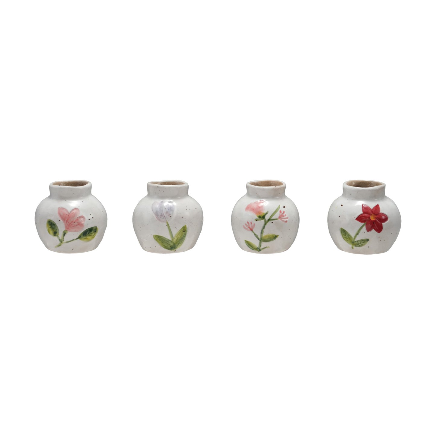 Hand-Painted Stoneware Vase with Flower