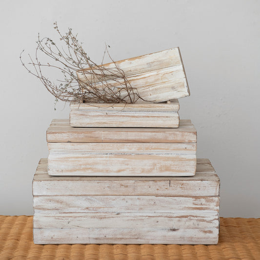 Whitewashed Reclaimed Wood Boxes