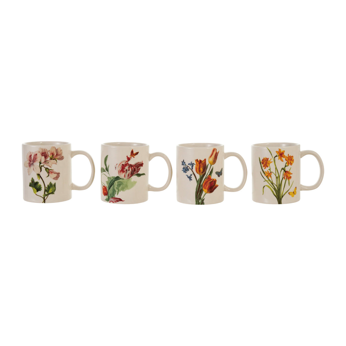 Stoneware Mug with Flowers