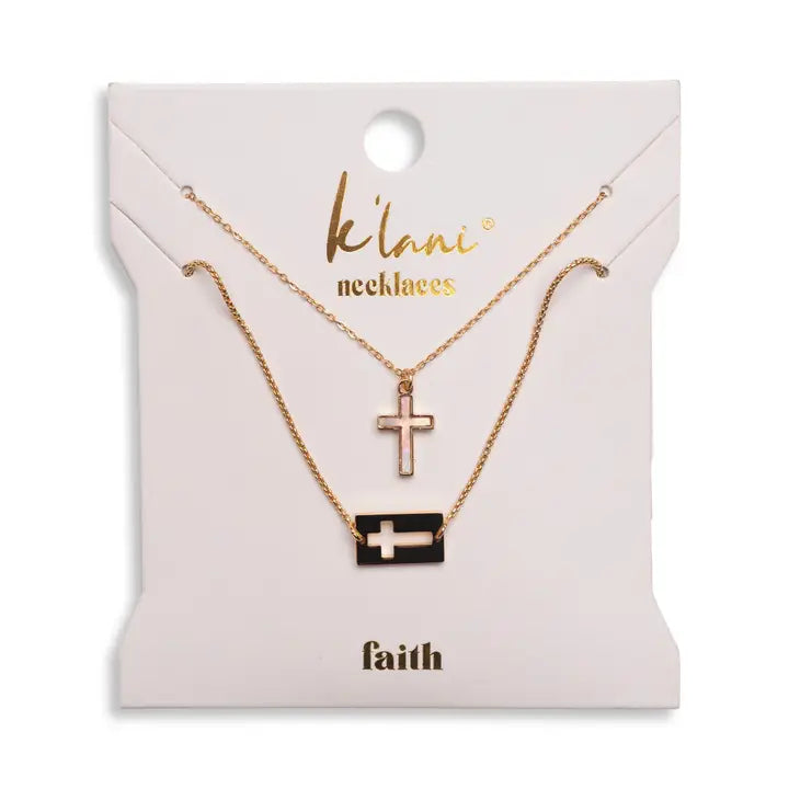 Faith Gold with Mother of Pearl Necklace Set