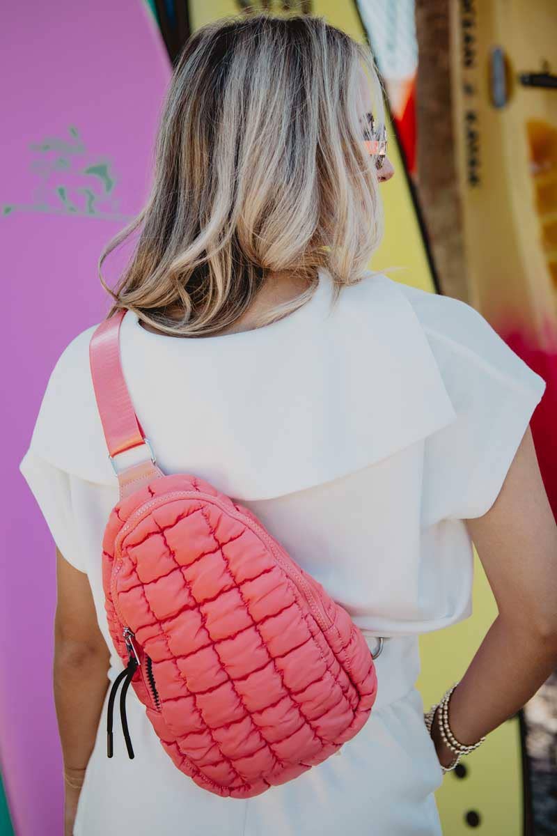 Coral Quilted Sling Bag