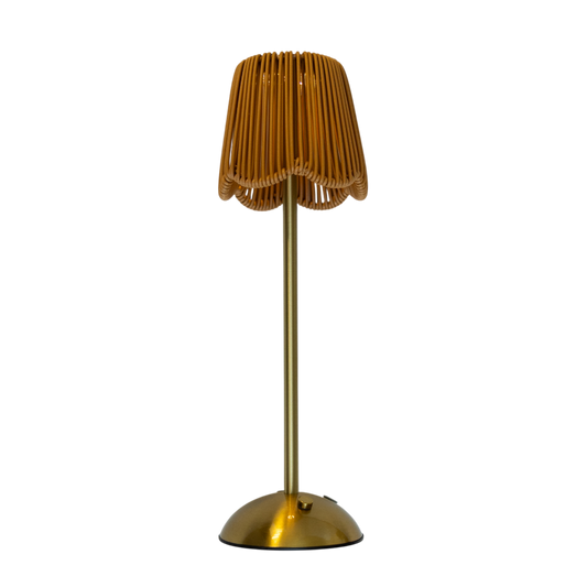 Scalloped Natural Rattan LED USB Lamp